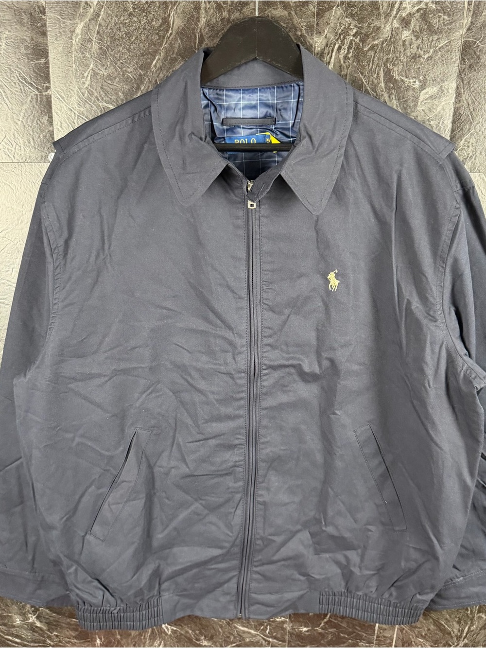 Polo Ralph Lauren Blue Plaid Bi Packable Harrington Jacket XL